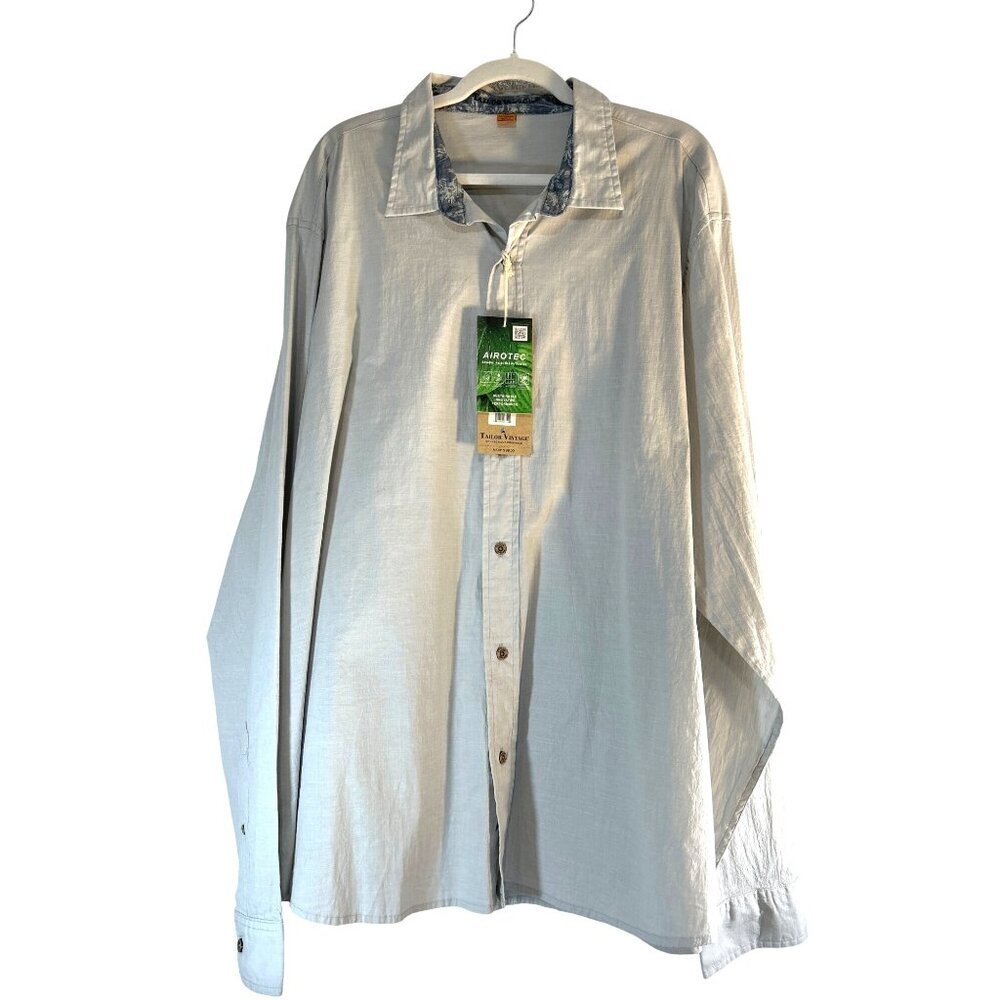 Taylor Vintage Mens Shirt Button Up Long Sleeves Gray Size XXXL NWT